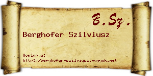 Berghofer Szilviusz névjegykártya